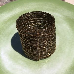 Gold Beaded Cuff Bracelet